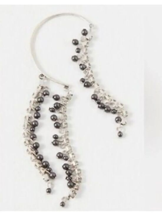 Free People Jewelry - Free People Silver-Tone Beaded Dangle Hoops